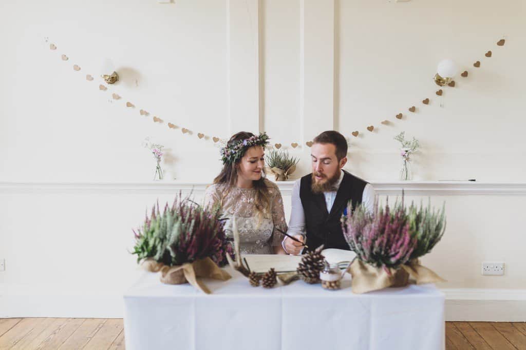 woodland wedding at trafford hall in cheshire