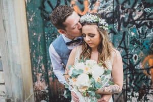 italy wedding photographer bride boho and blue suit relaxe